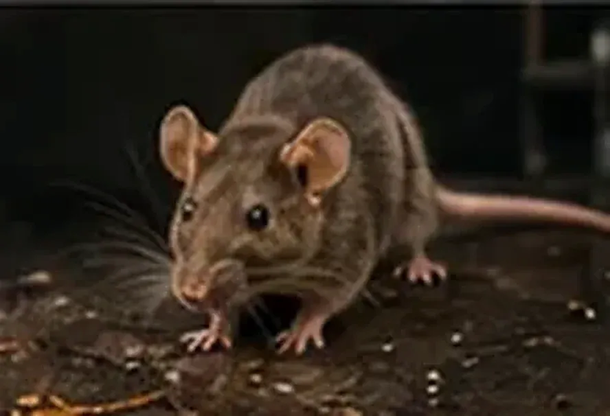 House mouse on a floor in low light (illustrative image)