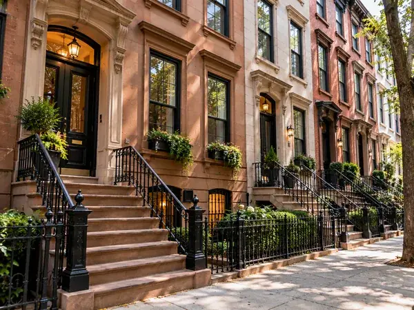 Brownstone stoop and entry detail (illustrative image)